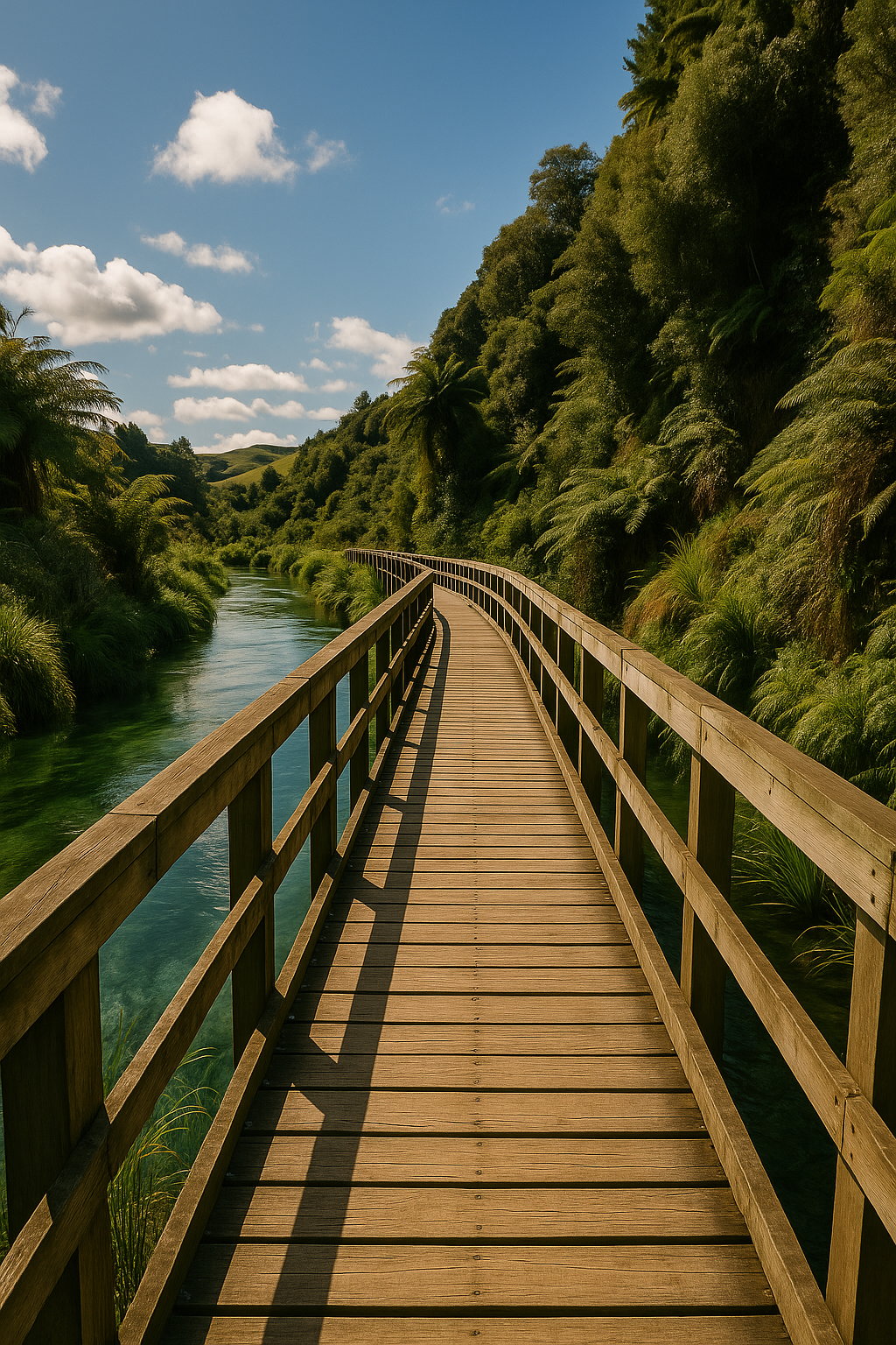 Wooden boardwalk over the water